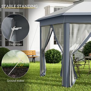 Gazebo Hexagonal Plegable de 13FT X 13FT con 6 Mallas de Malla con Cremallera para Patio, Jardín, Bodas y Fiestas - Product Image 6