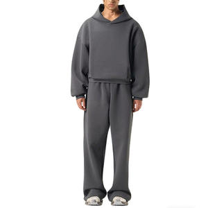 Ensembles de survêtements décontractés unisexe pour hommes : sweats à capuche amples et pantalons de jogging épais personnalisables - Product Image 3