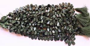 Aaa Naturel Perles de pierre précieuse Agate d'arbre en forme de poire Briolette 8x12 mm, Agate verte naturelle - Product Image 3