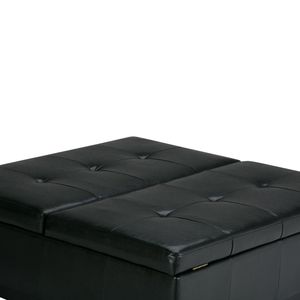 Mesa de centro Dover Square Midnight Black con almacenamiento, taburete y otomana elegantes, juego de taburete y otomana - Product Image 4