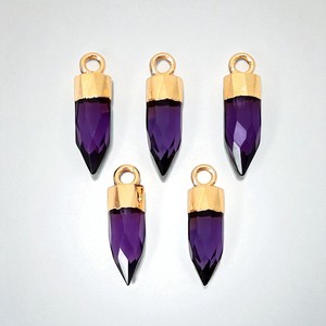 จี้รูปทรงกระสุนเงินขนาดใหญ่ 13x5 มม. ประดับพลอยอเมทิสต์ แบบห่วงเดี่ยว - Product Image 4