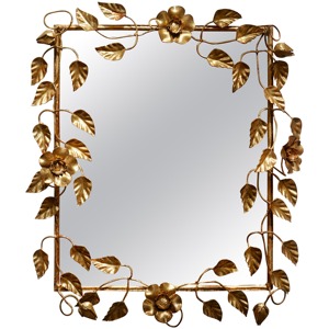 Luxurious <b>Crafted</b> KHOOSI OVERSEAS Art Deco Brass Framed <b>Mirror</b> With Floral Top Decorative Wall Mounting - Product Image 4