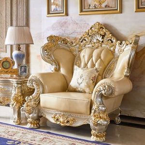 Luxury Royal White <b>Gold</b> <b>Sofa</b> Set Carved Mahogany Living Room Furniture Guaranteed Quality Hostal Providencia - Product Image 2