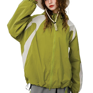 Custom Unisex Olive Green Cropped Hooded Windbreaker <b>jacket</b> for men Fashion Women <b>Lightweight</b> Waterproof Streetwear Outerwear - Product Image 3
