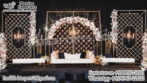 ฉากหลังตกแต่งงานแต่งงานบนเวทีด้วยเทียนแก้วสวยหรู พร้อมแสงไฟอบอุ่นสำหรับจัดพิธีในออสเตรเลีย - Product Image 5