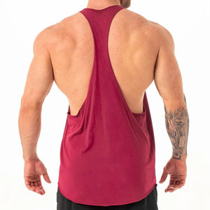 Camiseta Deportiva sin Mangas al por Mayor, de Alta Calidad, Corte Lateral Holgado, Jersey de Algodón Elástico, Color Sólido, Ropa de Gimnasio - Product Image 3