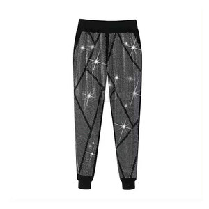 Fashion Wear Men Winter Casual Solid Rhinestone Tracksuit Hooded Breathable Shiny Hoodie and Pants Set - Product Image 3