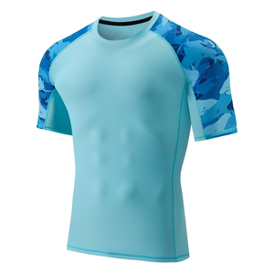 เสื้อกีฬาแขนสั้นรัดรูปสำหรับผู้ชาย พร้อมโลโก้แบบกำหนดเอง  ชุดรัดรูปสำหรับเด็กผู้ชาย ทำจากโพลีเอสเตอร์ - Product Image 1
