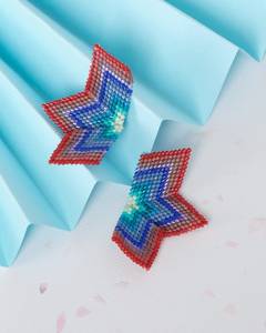 Star Shaped Seed <b>Bead</b> Statement Earrings Colorful Geometric Bohemian Handmade Lightweight Fashion Jewelry Gift For Women - Product Image 2