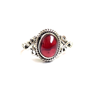 <b>SILVER</b> ZONE Red <b>Garnet</b> Bezel Set Bohemian Style 925 Sterling <b>Silver</b> Thick Band Statement <b>Ring</b> Women Custom Handmade Indian - Product Image 4