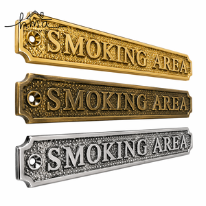 Vintage Brass Smoking Area <b>Door</b> Sign Antique Style Wall Plaque Decorative Public Space Name <b>Plate</b> Retro Brass Notice Sign - Product Image 1