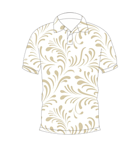Camisa Polo Personalizada para Hombre, Blanca y Beige, con Estampado Floral Abstracto, Manga Corta, Informal, de Verano, para Golf - Product Image 4