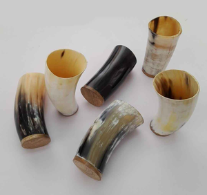 Vasos de chupito de cuerno de buey tallados a mano, estilo vikingo náutico, con grabado de ágata, copa de cuerno de vaca auténtico para bar. - Product Image 4