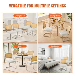 Set di 4 Sedie da Pranzo in Rattan Rivestite in Velluto Stile Mid-Century Modern per Casa e Bar - Product Image 5