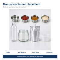 Machine de remplissage semi-automatique avec trémie mélangeuse pour liquides et sauces épaisses, pour bouteilles, bocaux et poches à bec verseur