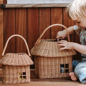 Hand-woven natural rattan kid <b>toy</b> <b>basket</b> kids fancy <b>baskets</b> playful storage hand bags good price - Product Image 6
