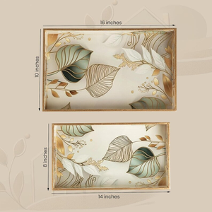 Juego de bandejas de madera grabadas en oro: con revestimiento de esmalte, impermeables, fabricadas por B H Brothers - Product Image 5