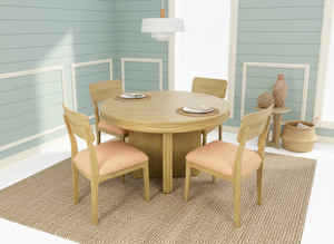 Juego de Mesa de Centro Redonda Moderna de Madera Maciza de Fresno con 4 Sillas, Duradera y Fácil de Limpiar - Product Image 5