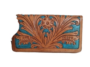 Un conjunto de cartera y embrague de cuero occidental al por mayor, un conjunto protegido con RFID de estilo vintage para mujer - Product Image 4