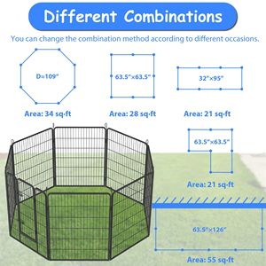 Recinto per Cani Resistente da 40 Pollici, Box per Animali da Esterno con 8 Pannelli e Porta in Metallo per Cani di Taglia Grande - Box e Recinzioni per Cani Resistenti - Product Image 4