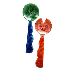Ensemble de bols à salade en résine personnalisés, écologiques, compatibles lave-vaisselle, ustensiles de cuisine, couleur personnalisée, design moderne, 11 pouces - Product Image 1