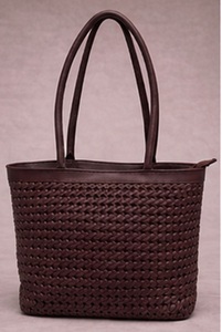 Sac fourre-tout vintage en cuir véritable tressé marron foncé de qualité supérieure pour femme, sac à bandoulière de luxe fait main, pour la plage et le quotidien, OEM ODM - Product Image 5