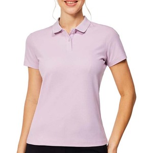 Women's Light <b>Purple</b> Short Sleeve <b>Polo</b> <b>Shirt</b> Solid Color Casual Pique Knitted 100% Polyester Regular Fit - Product Image 1