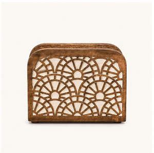 Porta Servilletas de Madera de Mango Hecho a Mano con Diseño Intrincado de Corte Láser Festoneado, Soporte Decorativo Vertical para Servilletas para Decoración de Cocina - Product Image 4