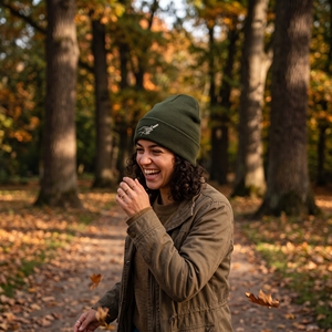 Gorro Unisex Verde con Patrón de Árbol Bordado, 100% Acrílico, con Borde, Cálido para Invierno, Estilo Casual Urbano para Adultos - Product Image 5