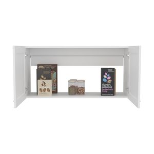 Zurich White Double-Door Wall Cabinet for <b>Kitchen</b> Wide One-<b>Shelf</b> Storage <b>Unit</b> - Product Image 5