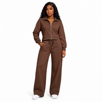 Survêtement coupe-vent demi-zip pour femme avec logo personnalisé, haute qualité, 2 pièces, en polyester et coton, pour le sport et la gym