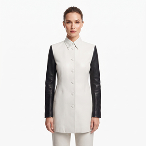 Wholesale Women Long <b>Leather</b> <b>Blazer</b> <b>Jacket</b> OEM Designer Ladies Genuine <b>Leather</b> Suit Custom Logo Women <b>Leather</b> <b>Blazer</b> - Product Image 1