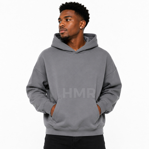Sudadera con Capucha Gris con Logotipo Personalizado de la Hermandad HMR, Sudadera Informal de Forro Polar para Otoño, Diseño con Bolsillos y Mangas Largas - Product Image 3