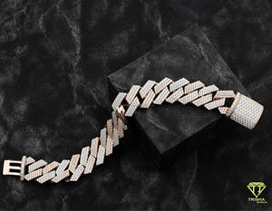 Bracelet de luxe en or rose, style cubain, serti de moissanite et de pierres simulées VVS, pour hommes et femmes, style hip-hop affirmé - Product Image 4