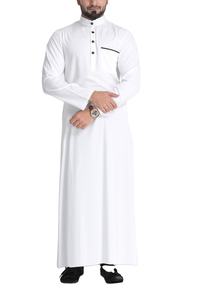 Vente chaude thobes Dernières Conceptions thobes jubbah Mode Vêtements Islamiques Noir Musulman Daffah Longue longueur Élégant Thobe Hommes - Product Image 4