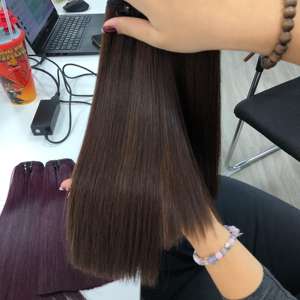 Extensions de cheveux vierges brunes café lisses et doubles tirées, avec fermeture, provenant de cheveux humains vietnamiens sains à 100% - Product Image 2