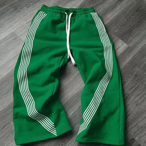 Wholesale 100% Cotton Street Style Baggy Custom Striped Men Wide Leg Oversized Elastic Waist Mid Jogger Sweatpants for Men Wear - Product Image 5