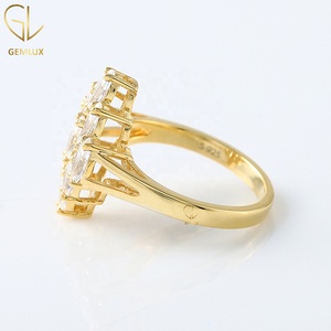 Marquise Cut Moissanite Diamond Cluster <b>Ring</b>, <b>Split</b> Shank <b>Ring</b>, Moissanite Diamond Engagement <b>Ring</b> For Women, 14K Gold - Product Image 6