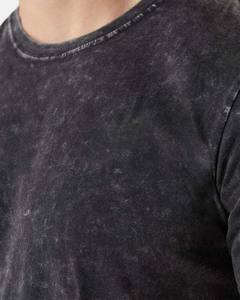 T-shirt vintage tendance délavé à l'acide pour homme, 100 % coton doux, coupe décontractée, noir, style streetwear vintage - Product Image 3