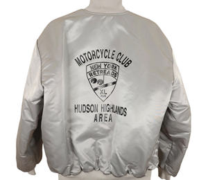 Blouson Bomber en Satin Argenté Brodé Personnalisé pour Homme et Femme, Veste de Pilote Rétro, Blouson de Moto Streetwear, Coupe-Vent - Product Image 2