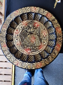 Autocollant mural bleu Viking Raven Shield, design circulaire en bois Art Déco rustique nordique, non lavable, pour salon et couloir - Product Image 4