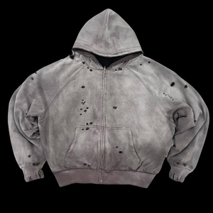 Sudadera con Capucha Oversize para Hombre Nesta Sports 450GSM, Lavado Ácido, 100% Algodón Peinado, Chaqueta con Cremallera de Corte Holgado, Hombros Caídos y Logotipo Personalizado - Product Image 4