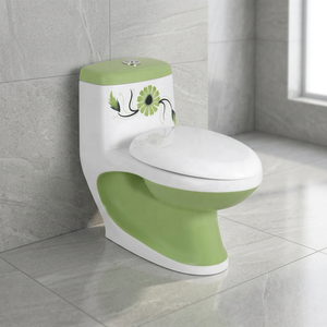 WC monobloc en céramique avec options de chasse double et de siphon en P et en S, blanc, pour usage domestique, hôtelier et extérieur - Product Image 2