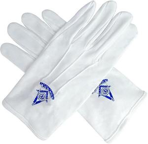 Guantes de algodón con diseño de brújula antigua de Past Master Masónico - Blancos. Ropa de Regalia Masónica. Talla única para la mayoría. - Product Image 5