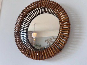 Miroir mural en rotin et bambou antique, cadre naturel tissé à la main, parfait pour le salon, la chambre, décoration vintage et bohème. - Product Image 5