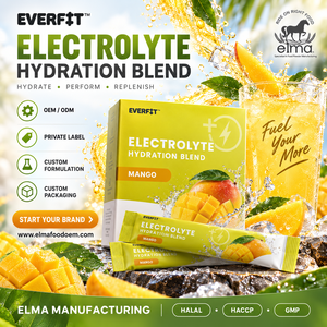 Poudre d'électrolytes alimentaires Elma 1KG Sans sucre ajouté 50 portions Formule d'hydratation et de réapprovisionnement en minéraux Sans OGM Lactosérum pour adultes - Product Image 1