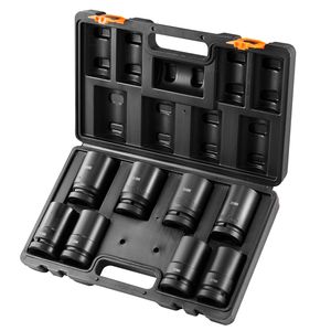 Set di 8 Chiavi a Bussola Profonde per Riparazione Auto, Facili da Leggere, Metriche, Attacco da 1 Pollice, 6 Punte, in Acciaio al Cromo Molybdeno, con Misure 27mm 41mm 22mm 18mm - Product Image 1