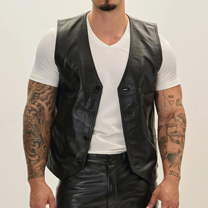 Private Label New Design Men Leather <b>Vest</b> Hot Selling Bulk Quantity Comfortable Fit Men Leather <b>Vest</b> - Product Image 2