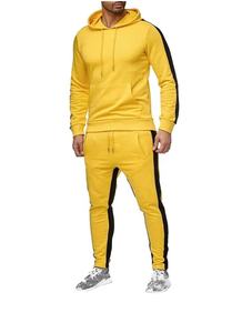 Ensemble de sweat-shirt 2 pièces personnalisé pour hommes, sweat à capuche et pantalon de jogging, survêtement deux pièces à rayures latérales, streetwear et fitness - Product Image 6