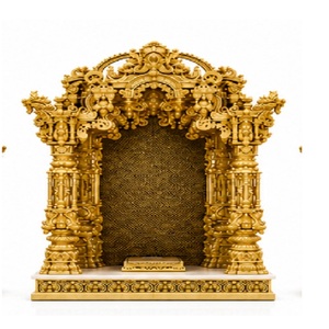 Templo hindú tradicional Swaminarayan dorado para salas comunitarias, Gran Templo BAPS Shri Swaminarayan para salas de Satsang, Templo para el hogar - Product Image 2